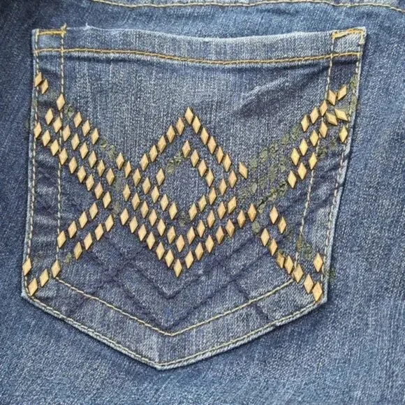 Torrid Denim Darkwash Straight Fit Jeans with Rhinestone Back Pockets - Picture 11 of 12